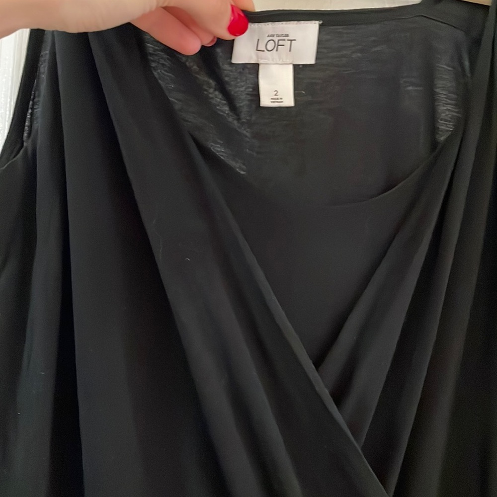 LOFT Black Wrap Dress - Size 2 - Picture 2 of 4